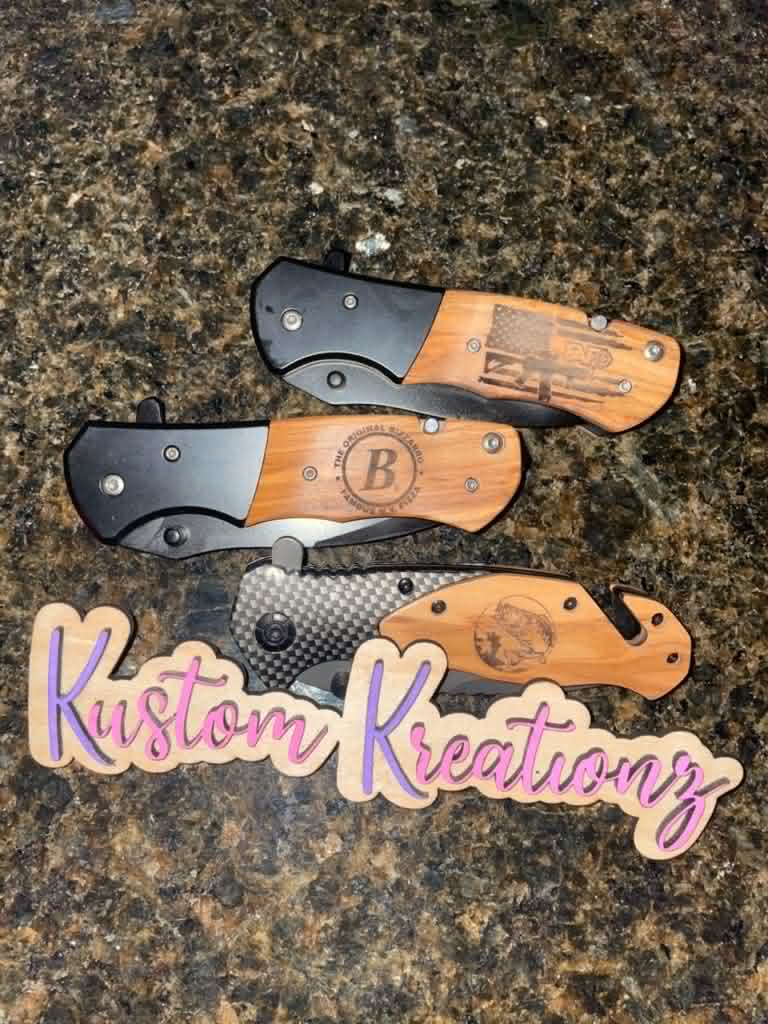 Personalized Wooden Handle Knife with Case — Custom Engraved Gift
