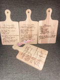 Handwritten Recipe Cutting Board — Custom Engraved Family Keepsake