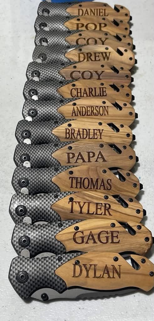 Personalized Wooden Handle Knife with Case — Custom Engraved Gift